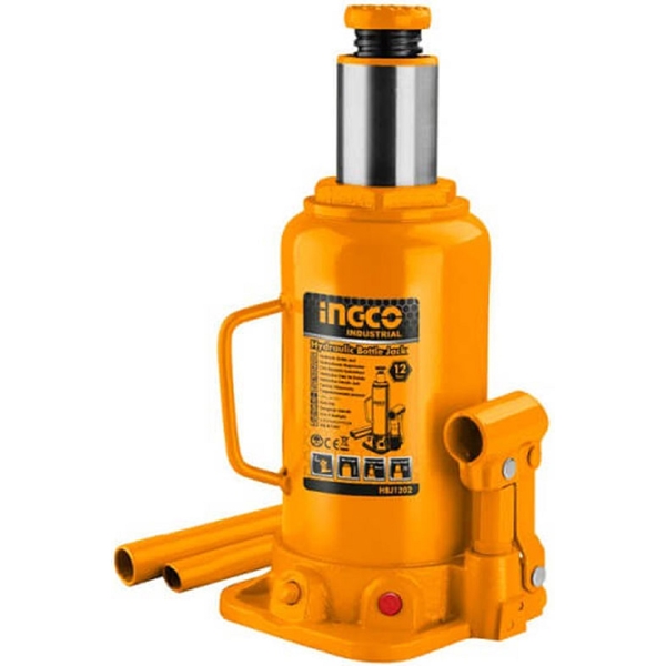 ჰიდრავლიკური ამწე Ingco HBJ1202, 12T, Hydraulic Bottle Jack, Orange