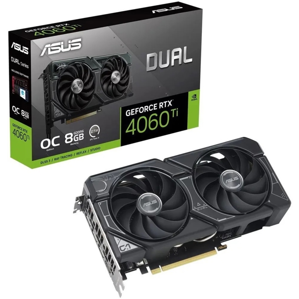 ვიდეო დაფა Asus 90YV0J40-M0NA00, GeForce RTX4060TI, 8GB, 128bit, HDMI, DP, Black