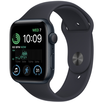 Apple MNK03RB/A SE 2, 1.78", 44mm, Waterproof, Bluetooth, Wi-Fi, Smart Watch, Midnight