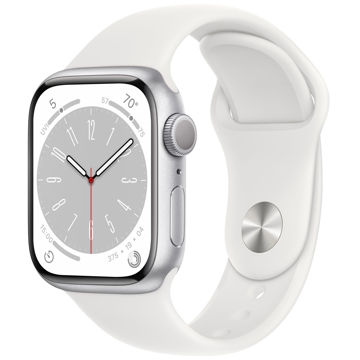 Apple MP6K3GK/A Series 8, 1.69", 41mm, IPX6 Waterproof, Bluetooth, Wi-Fi, Smart Watch, Silver