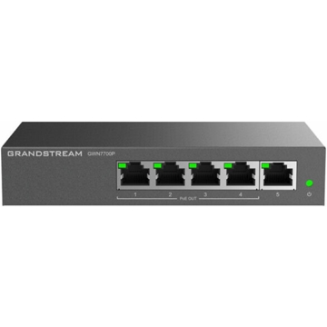 Grandstream GWN7700P, 5-Port Gigabit, PoE + Switch, Gray