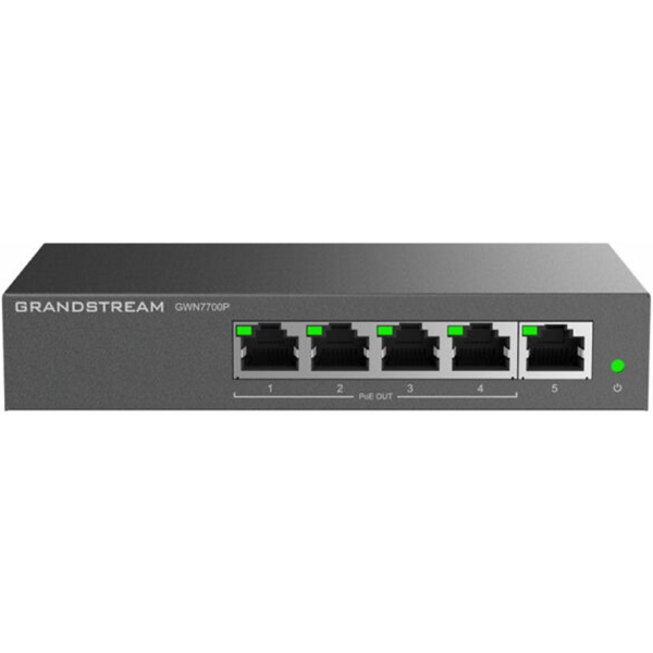 სვიჩი Grandstream GWN7700P, 5-Port Gigabit, PoE + Switch, Gray