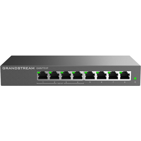 Grandstream GWN7701P, 4-Port Gigabit, PoE + Switch, Gray