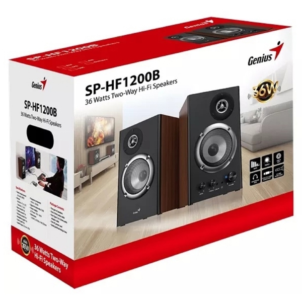 Genius SP-HF1200B, 16W, 3.5mm, Speaker, Brown/Black