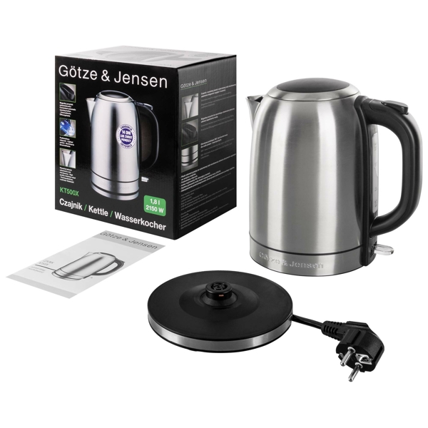 ელექტრო ჩაიდანი GÖTZE & JENSEN KT500X, 2200W, 1.7L, Electric Kettle, Stainless Steel