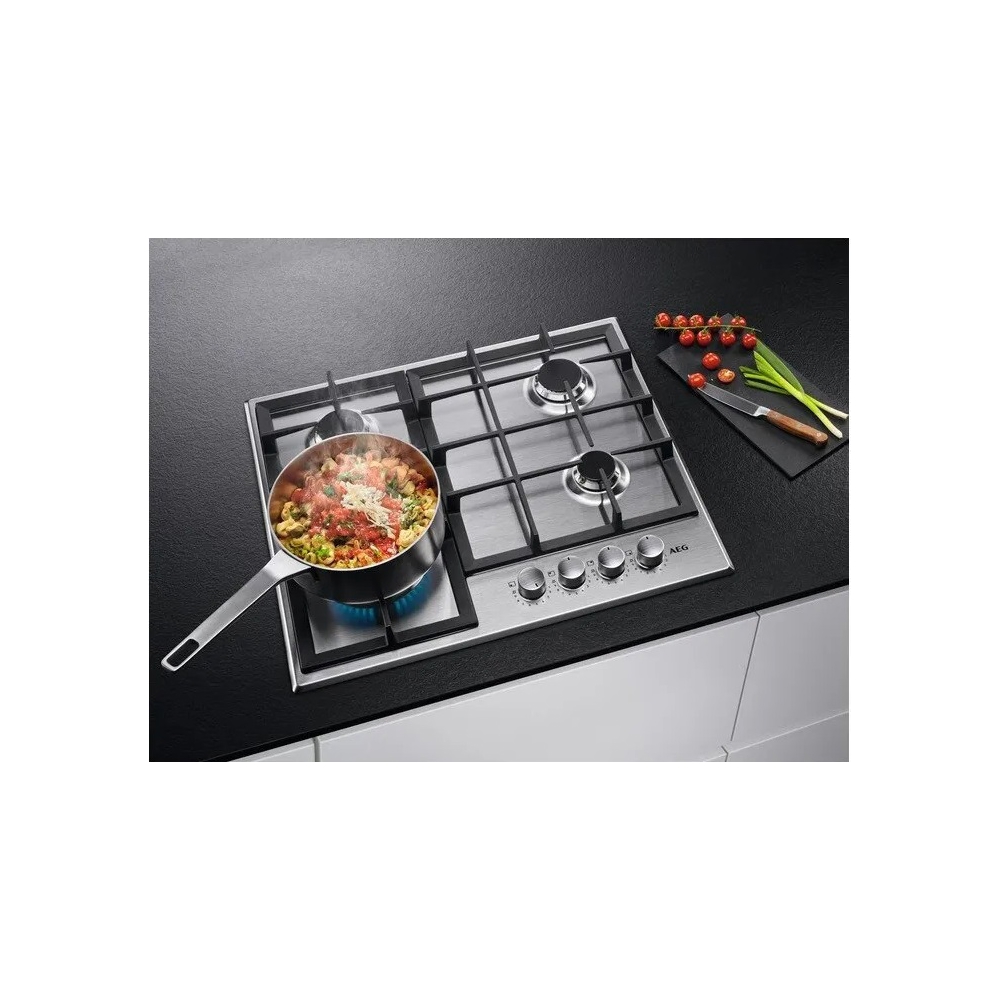 ჩასაშენებელი გაზის ქურის ზედაპირი AEG HGB64420SM, Built-in Gas Cooktop, Stainless Steel