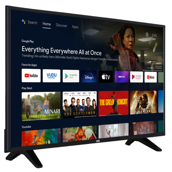 VOX 43VAF550B, 43", FHD, Smart TV, Android, USB, HDMI, LAN, VGA, BT, WIFI, Black