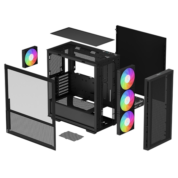 DeepCool CH560, Computer Case, MidT, Mini-ITX, Micro-ATX, ATX, E-ATX, USB 3.0, Type-C, Black