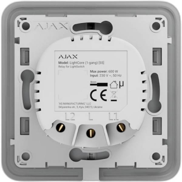 Ajax 45110.142.NC LightCore 1-gang 55, Smart Light Switch, Grey