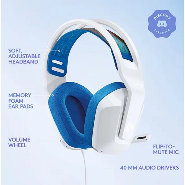 ყურსასმენი Logitech L981-001018 G335, Gaming Headset, Wired, USB, White