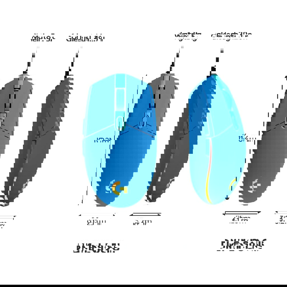 მაუსი Logitech L910-005798 G203 Lightsync, Wired, USB, Gaming Mouse, Blue