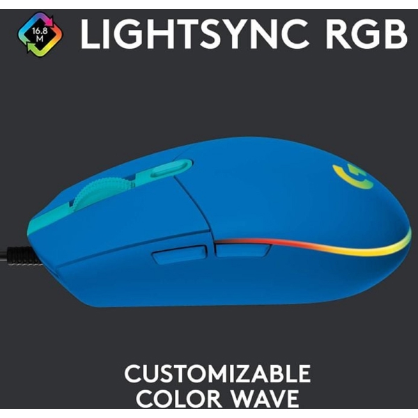 Logitech L910-005798 G203 Lightsync, Wired, USB, Gaming Mouse, Blue