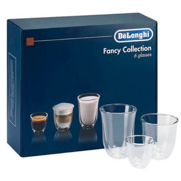 ჭიქების ნაკრები DeLonghi DLSC302, 60ml, 190ml, 220ml, 6Pcs Espresso Set