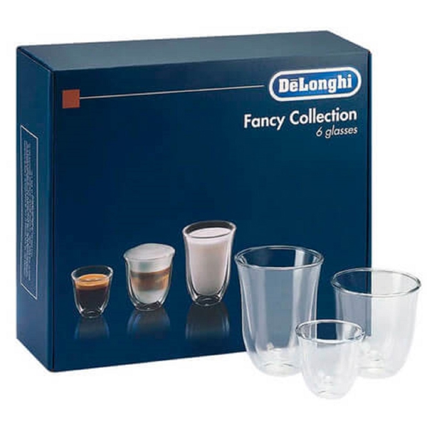 ჭიქების ნაკრები DeLonghi DLSC302, 60ml, 190ml, 220ml, 6Pcs Espresso Set