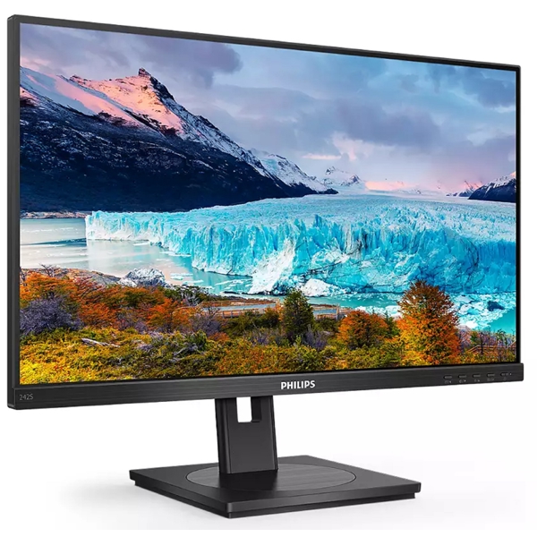 მონიტორი Philips 242S1AE/00, 23.8", Monitor, FHD, IPS, VGA, DVI-D, HDMI, DP, Black