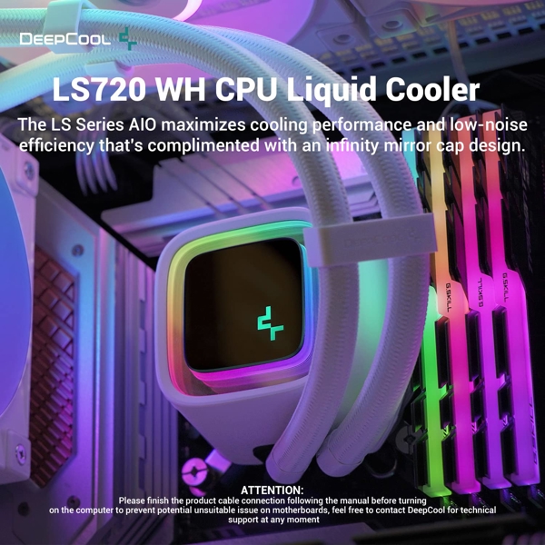 თხევადი გაგრილება DeepCool LS720 WH, ARGB, 120mm, Liquid Cooling, White