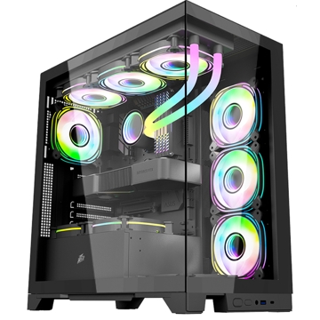 ქეისი 1STPlayer MIKU MI8, Computer Case, MidT, ATX, mATX, Mini-ITX, USB 3.0, USB Type-C, 3.5mm, Black