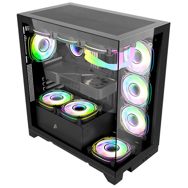 1STPlayer MIKU MI8, Computer Case, MidT, ATX, mATX, Mini-ITX, USB 3.0, USB Type-C, 3.5mm, Black