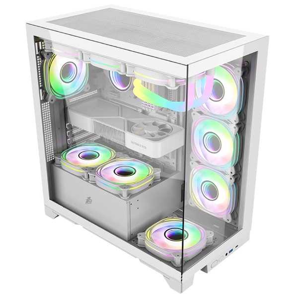 1STPlayer MIKU MI8, Computer Case, MidT, ATX, mATX, Mini-ITX, USB 3.0, USB Type-C, 3.5mm, White