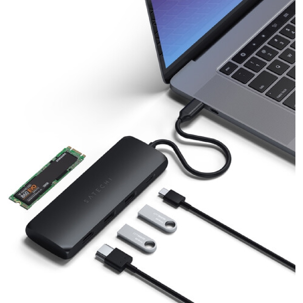 Satechi ST-UCHSEK, 4-in-1, USB-C, USB-A, HDMI, Hub, Black