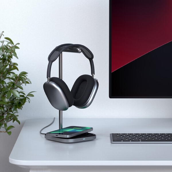 Satechi ST-UCHSMCM, Headphone Stand With Wireless Charger, Gray