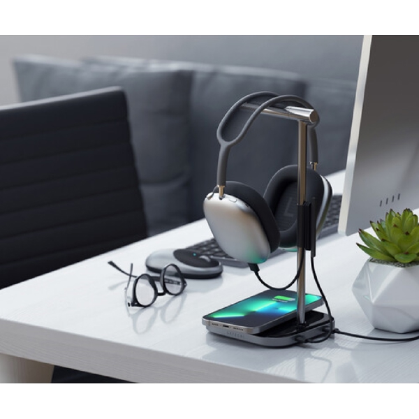 Satechi ST-UCHSMCM, Headphone Stand With Wireless Charger, Gray