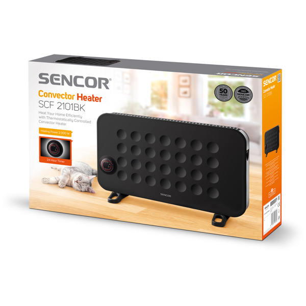 Sencor SCF 2101BK, 2000W, 40m², Electric Heater, Black 