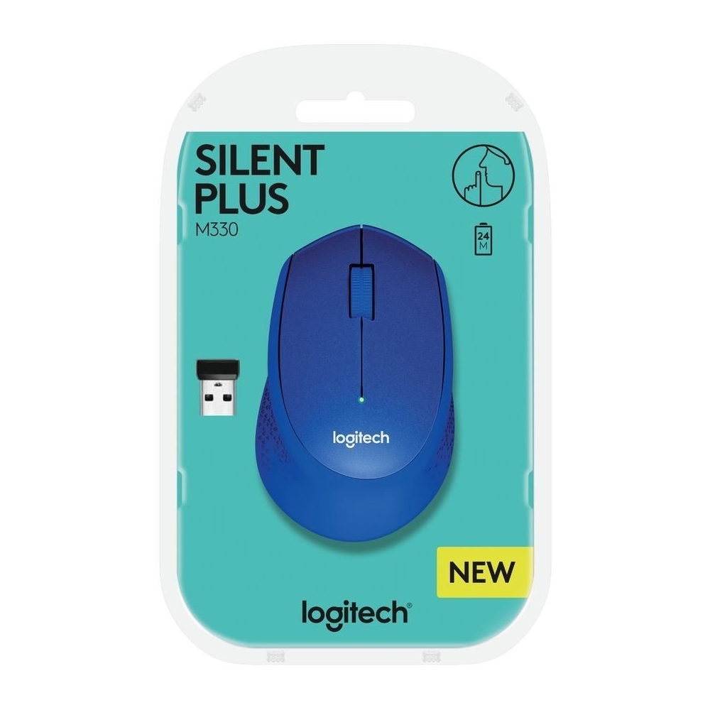 მაუსი Logitech 910-004910 M330 Silent Plus, Wireless, USB, Mouse, Blue