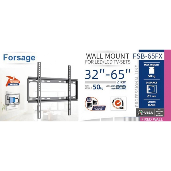 Forsage FSB-65FX, 32-65", TV Mount, Black