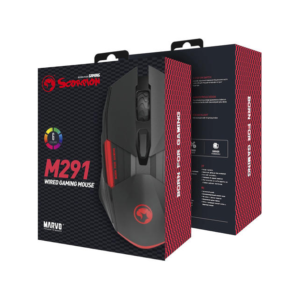 Marvo M291, Wired, USB, Gaming Mouse, Black