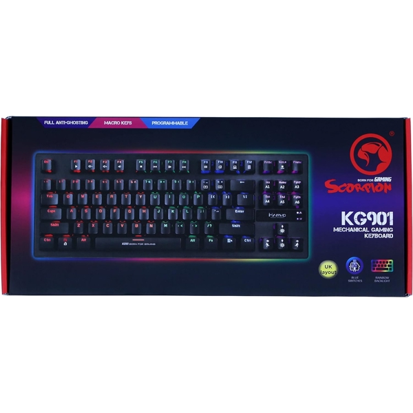 Marvo KG901C, Jixian Blue, Wired, RGB, USB, Gaming Keyboard, Black