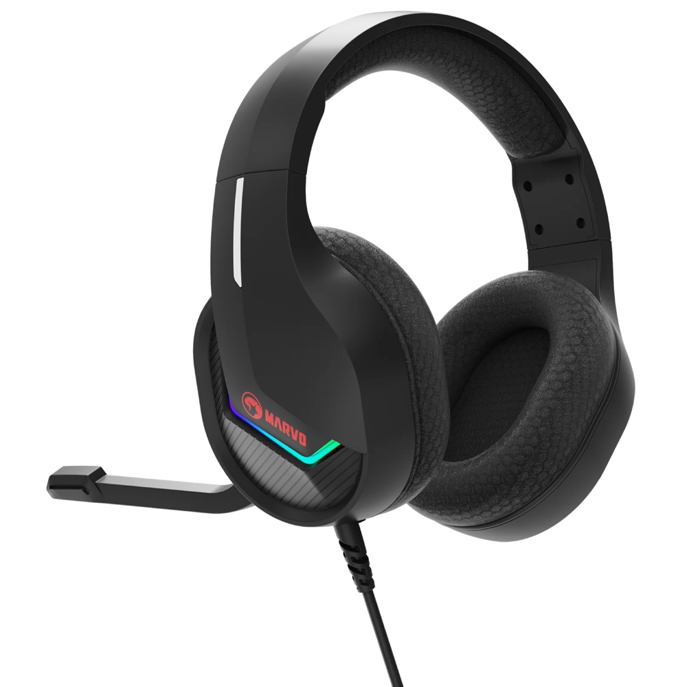 ყურსასმენი Marvo H8618 BK Gaming Headset, Wired, RGB, USB, Black