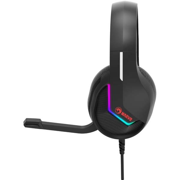 ყურსასმენი Marvo H8618 BK Gaming Headset, Wired, RGB, USB, Black