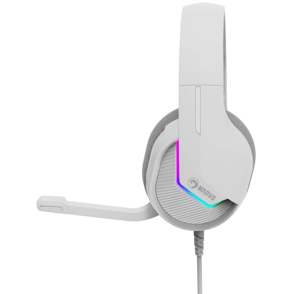 Marvo H8618 WH, Gaming Headset, Wired, RGB, USB, White