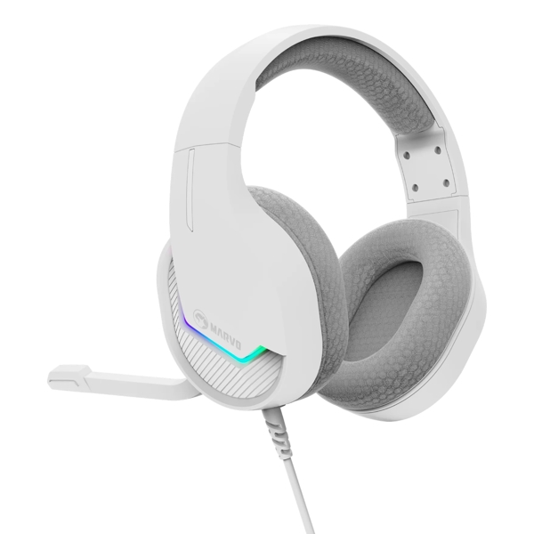 Marvo H8618 WH, Gaming Headset, Wired, RGB, USB, White