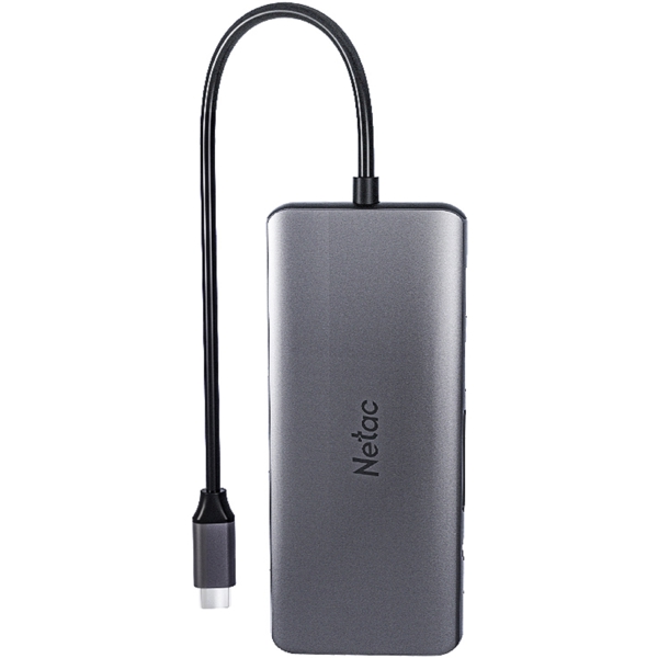 Netac NT08WF15-30GR WF15, USB, USB-C, HDMI, SD, VGA, RJ45, 3.5mm, Hub, Gray