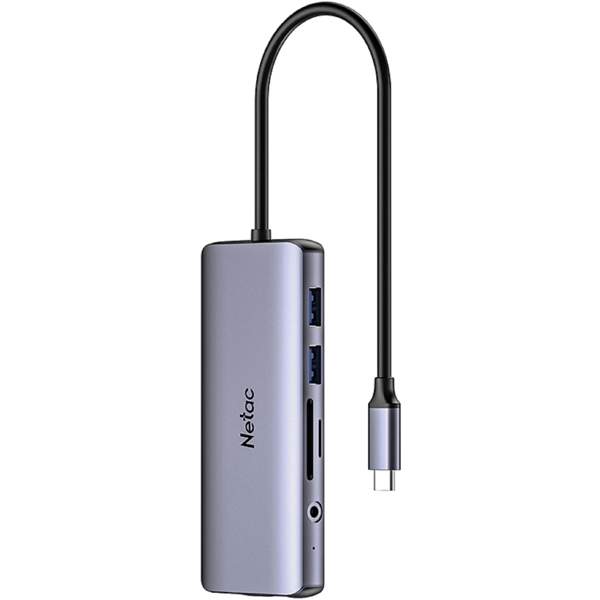 Netac NT08WF15-30GR WF15, USB, USB-C, HDMI, SD, VGA, RJ45, 3.5mm, Hub, Gray