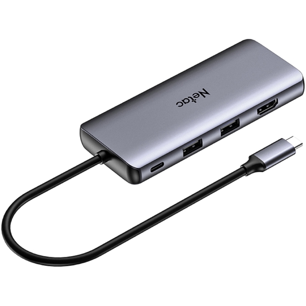 Netac NT08WF15-30GR WF15, USB, USB-C, HDMI, SD, VGA, RJ45, 3.5mm, Hub, Gray