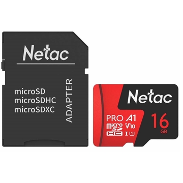 Netac NT02P500PRO-016G-R P500 Extreme Pro, 16GB, MicroSDHC, C10, UHS-I, Black