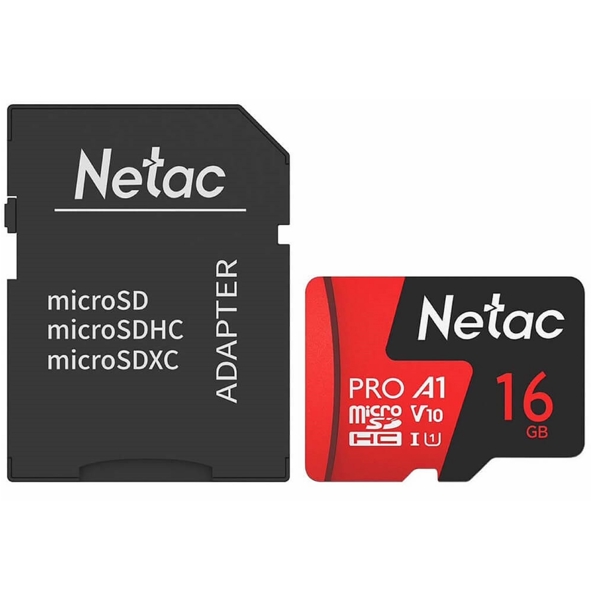 Netac NT02P500PRO-016G-R P500 Extreme Pro, 16GB, MicroSDHC, C10, UHS-I, Black