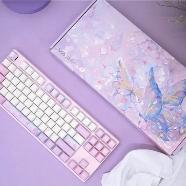 Varmilo VED87 Dreams On Board, Cherry Mx Brown, Wireless, Bluetooth, USB, Gaming Keyboard, Pink