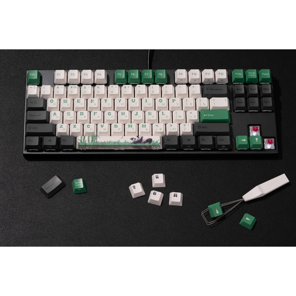 კლავიატურა Varmilo VEM87 Panda, R2 EC V2 Ivy, Wired, USB, Gaming Keyboard, Black/Green