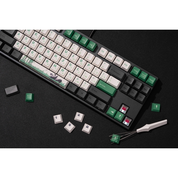 Varmilo VEM87 Panda, R2 EC V2 Rose, Wired, USB, Gaming Keyboard, Black/Green