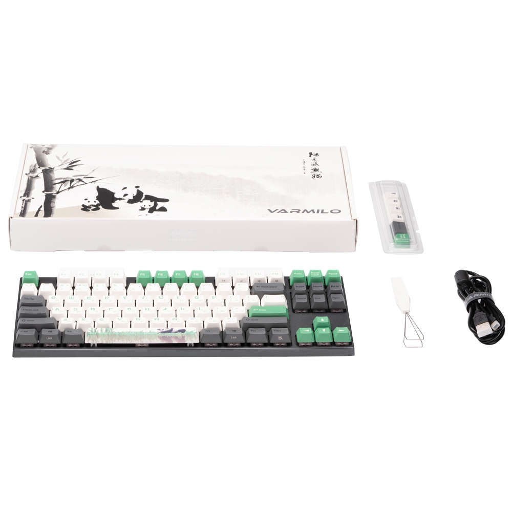 კლავიატურა Varmilo VEM87 Panda, EC V2 Sakura, Wired, USB, Gaming Keyboard, Black/Green