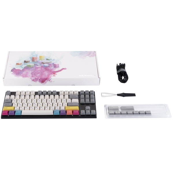 Varmilo VEM87 CMYK, EC V2 Rose, Wired, USB, Gaming Keyboard, Black