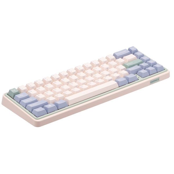 Varmilo Minilo VXT67 Hot-Swap Eucalyptus, Kailh Prestige Red, Wireless, Bluetooth, USB, Gaming Keyboard, Pink