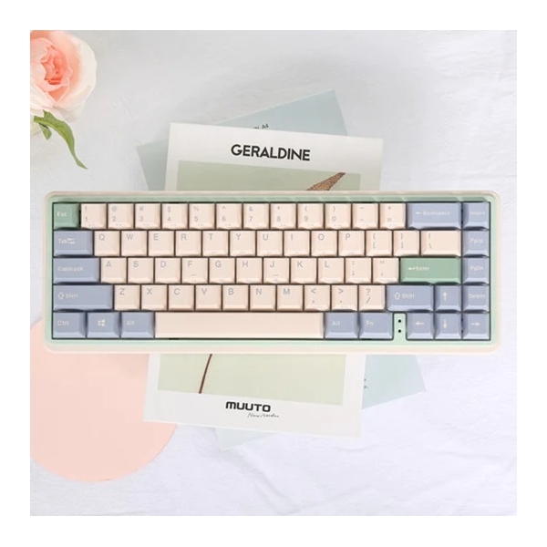 Varmilo Minilo VXT67 Hot-Swap Eucalyptus, Kailh Prestige Red, Wireless, Bluetooth, USB, Gaming Keyboard, Pink