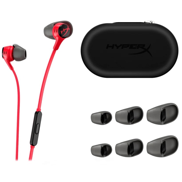 HyperX 705L8AA EarBuds II, In-Ear Headphones, Wired, 3.5mm, Black/Red