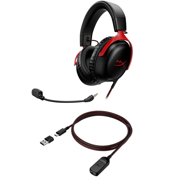 ყურსასმენი HyperX 727A9AA Cloud III, Gaming Headset, Wired, USB, 3.5mm, Black/Red