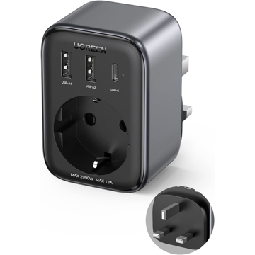 UGREEN CD314 (15261) Nexode, Travel Adapter 30W, 1 Socket, USB-A, USB-C, Gray